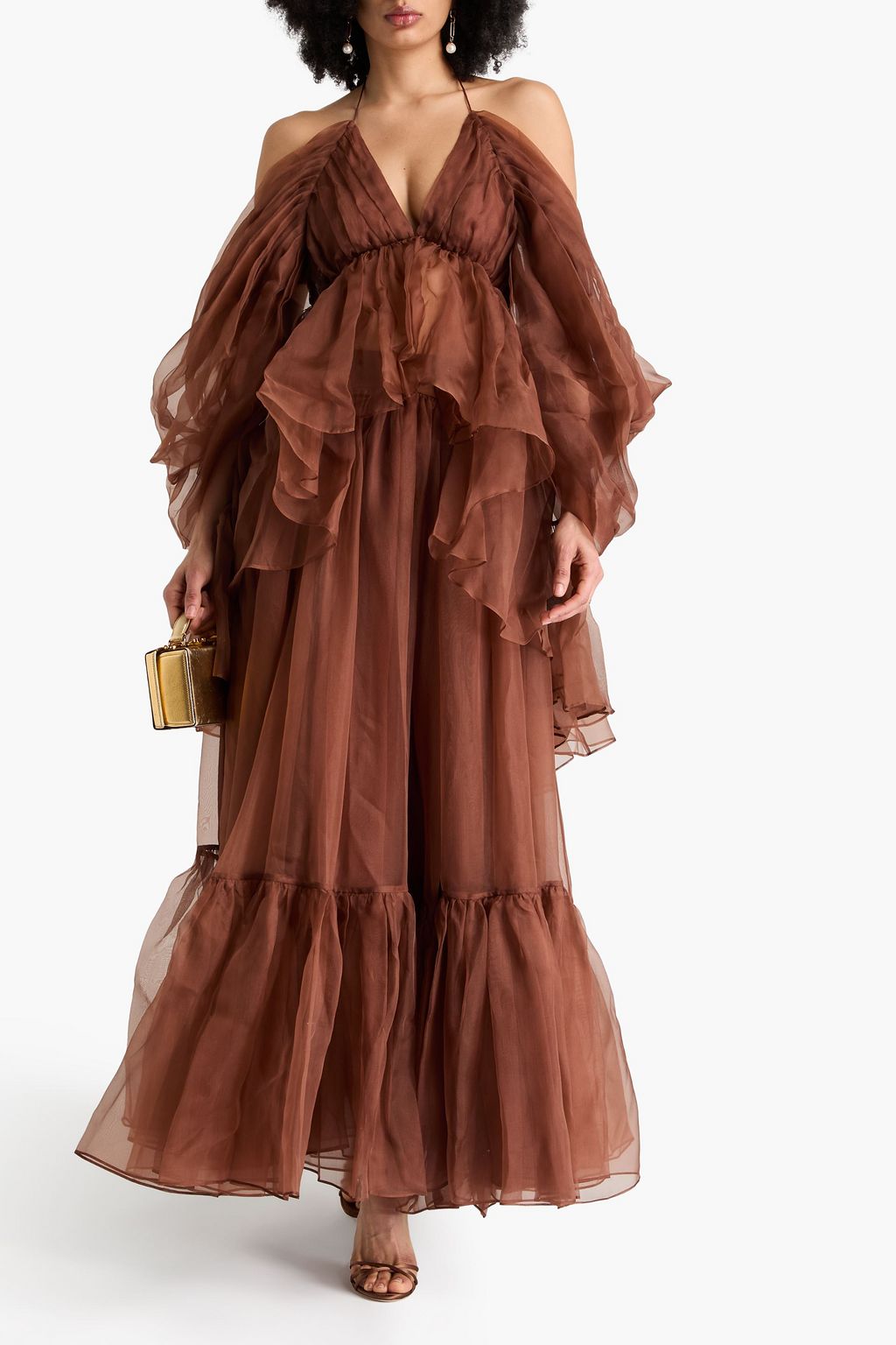 ZIMMERMANN Gathered silk-organza maxi skirt