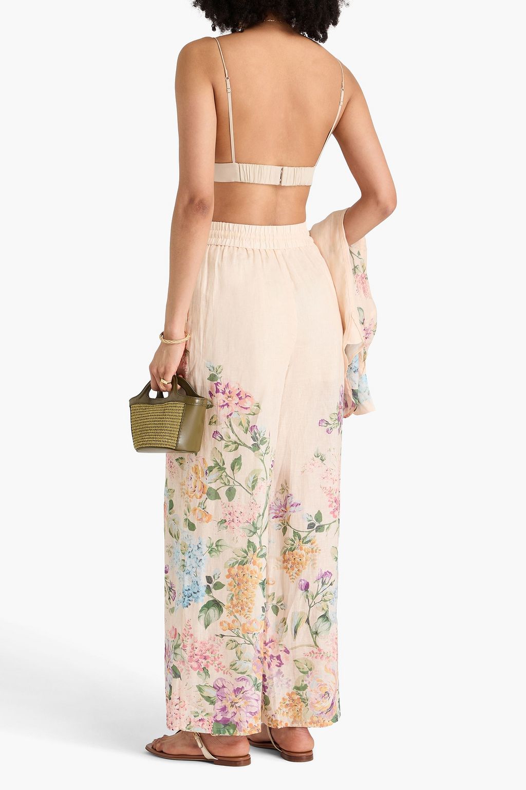 ZIMMERMANN Halliday Hose mit weitem Bein aus Leinen mit floralem Print