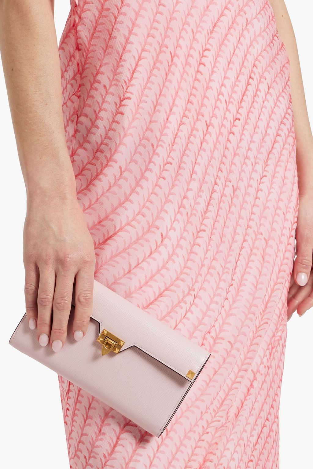 VALENTINO GARAVANI Rockstud lizard-effect leather wallet