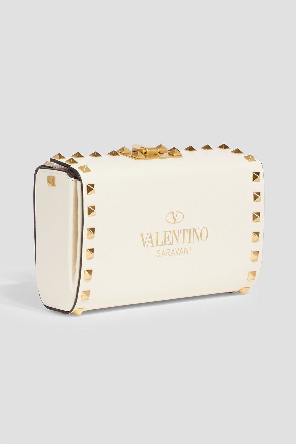 VALENTINO GARAVANI Rockstud Alcove textured-leather clutch