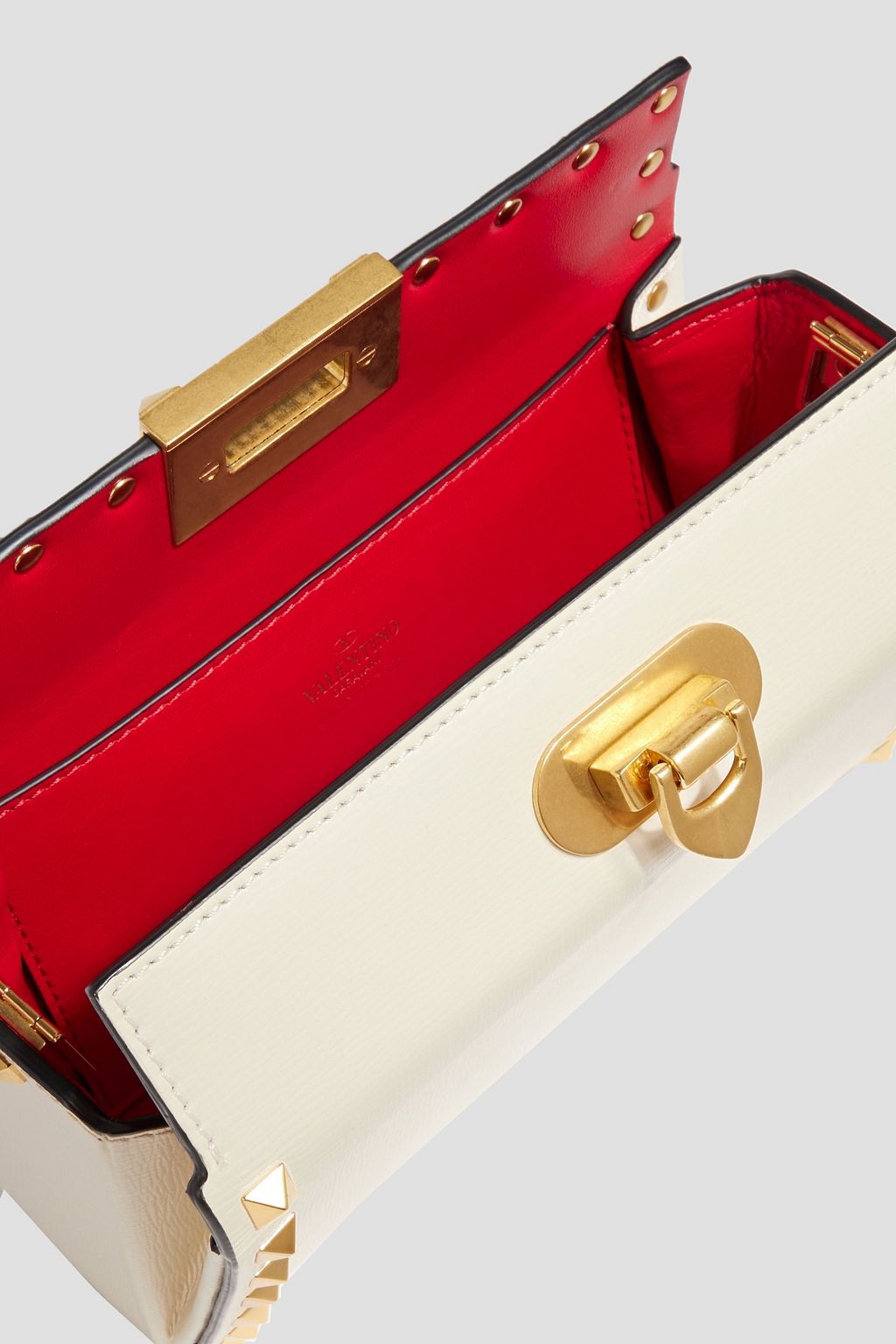 VALENTINO GARAVANI Rockstud Alcove textured-leather clutch