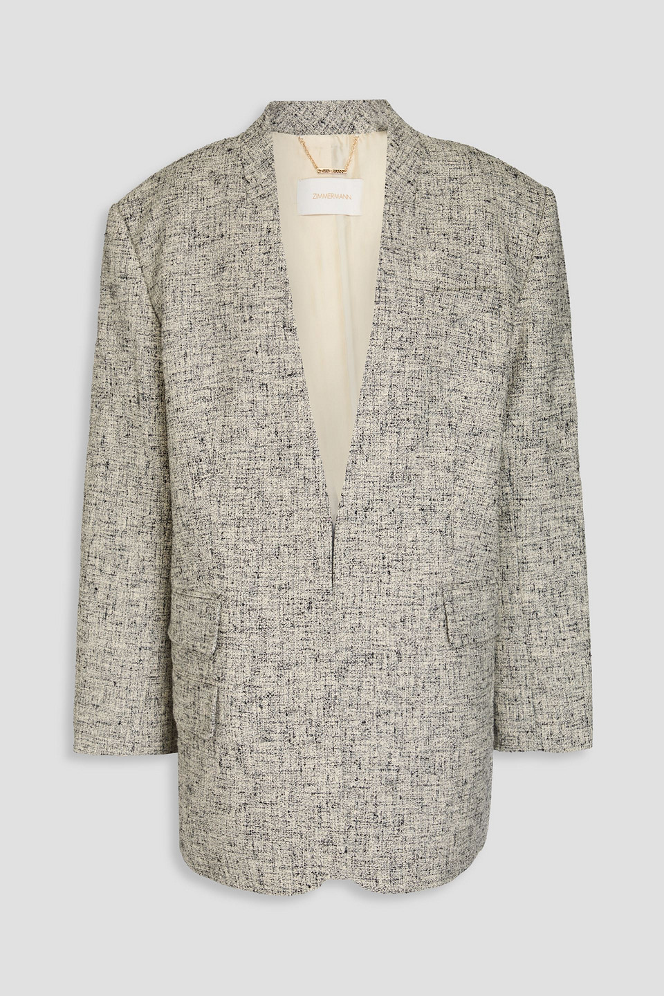 Zimmermann Tranquility Blazer Aus Tweed Aus Einer Leinenmischung In Gray