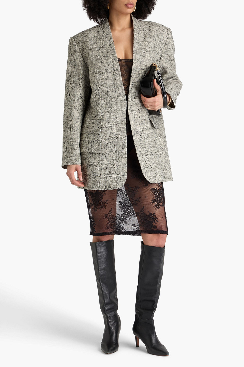 Zimmermann Tranquility Blazer Aus Tweed Aus Einer Leinenmischung In Gray