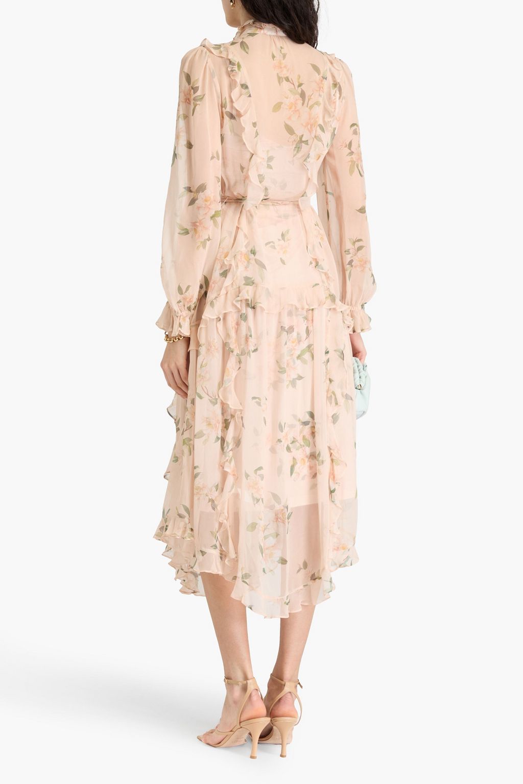 ZIMMERMANN Pussy-bow ruffled floral-print silk-georgette midi dress