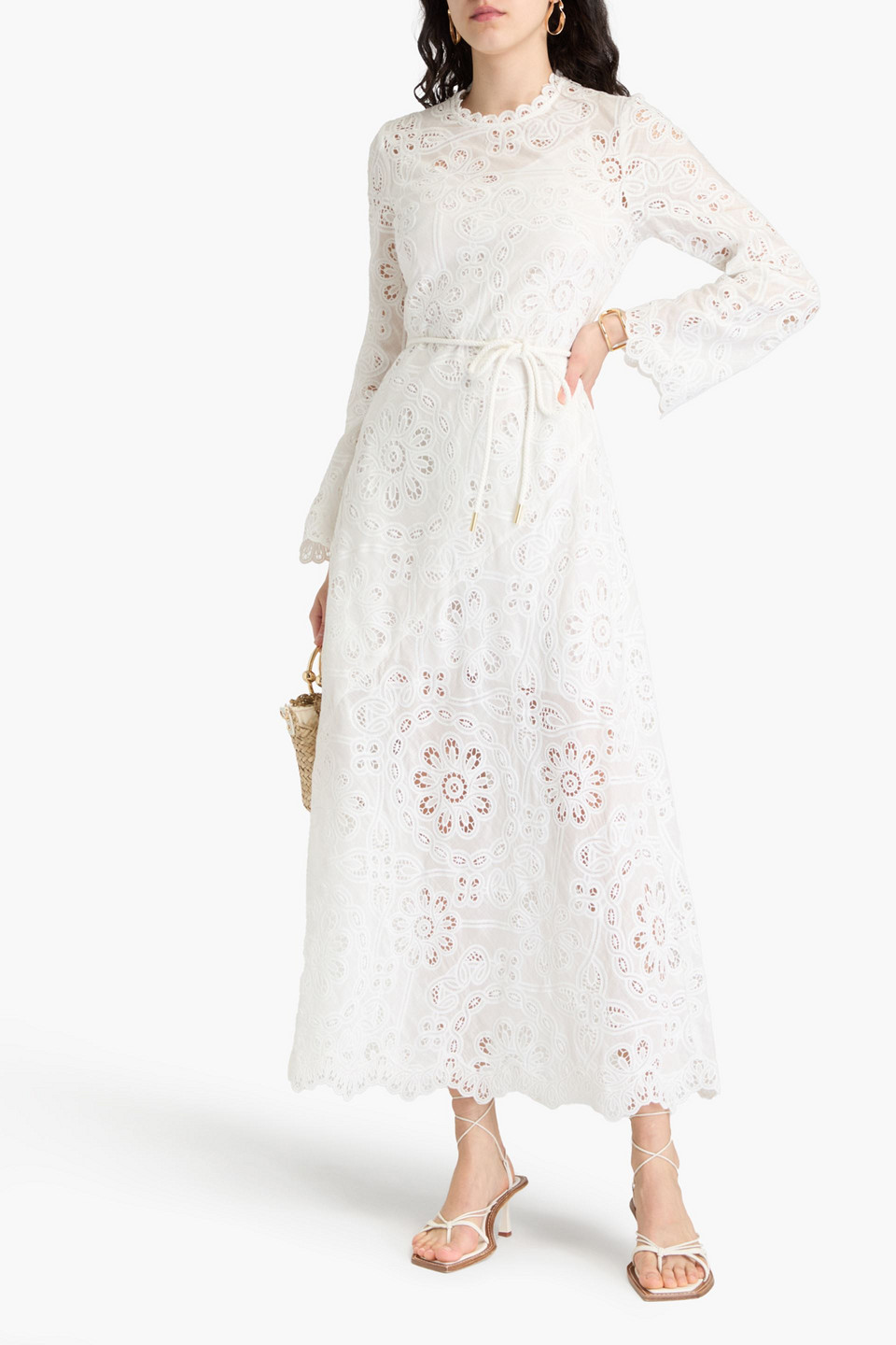 Zimmermann Broderie Anglaise Cotton Maxi Dress In White