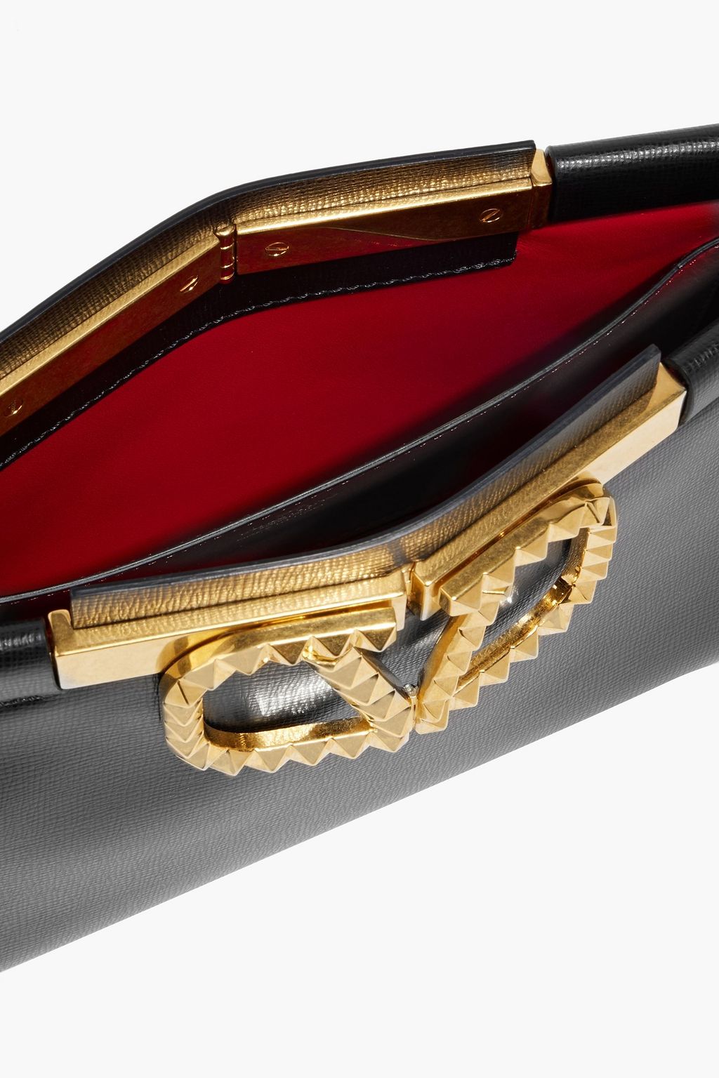 VALENTINO GARAVANI Rockstud Alcove textured-leather clutch