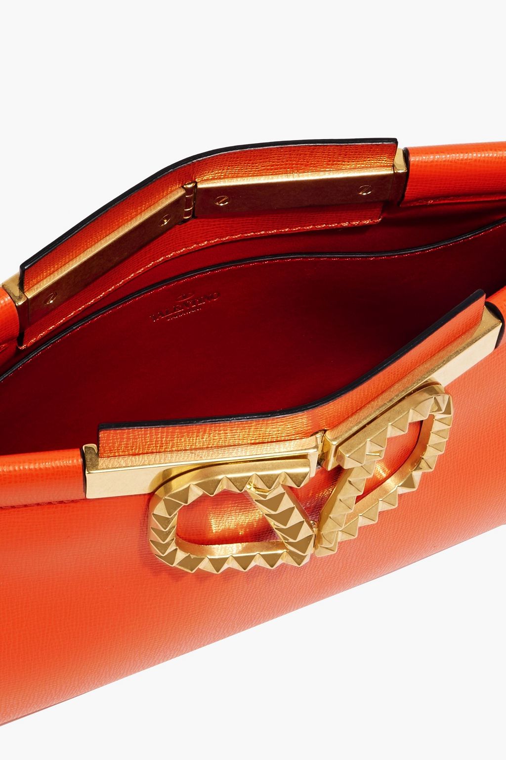 VALENTINO GARAVANI Rockstud Alcove textured-leather clutch