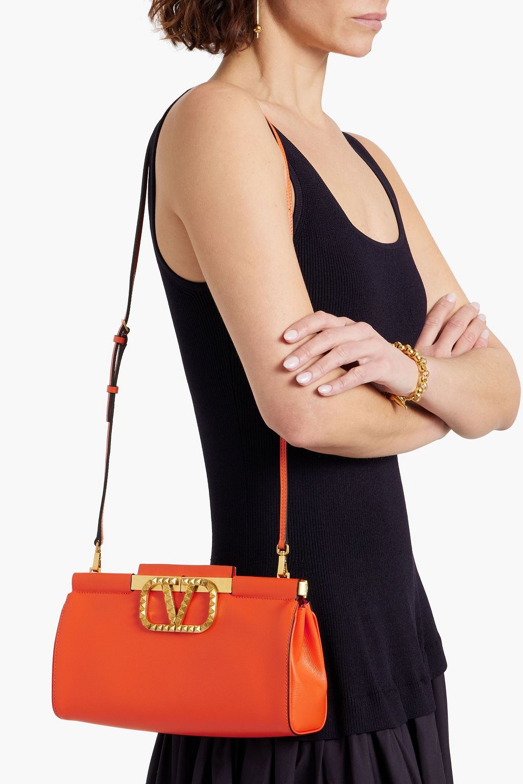 VALENTINO GARAVANI Rockstud Alcove textured-leather clutch