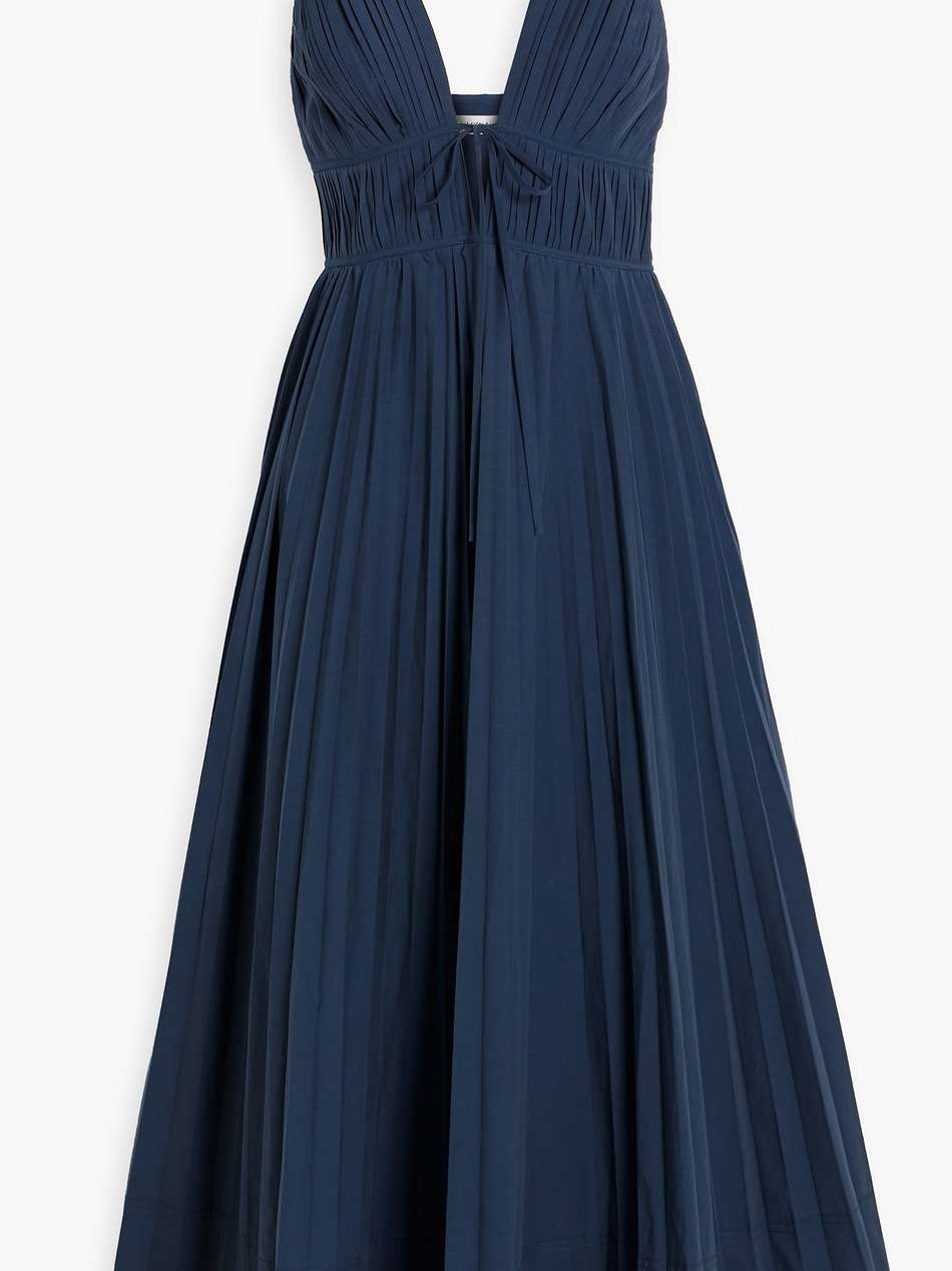 stephanie pleated cotton-blend poplin midi dress