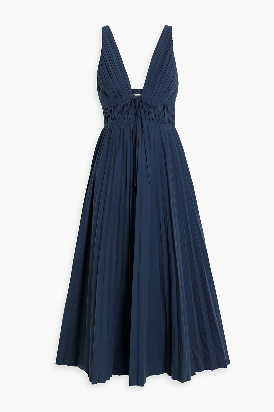Simkhai Stephanie Pleated Cotton-blend Poplin Midi Dress In Blue