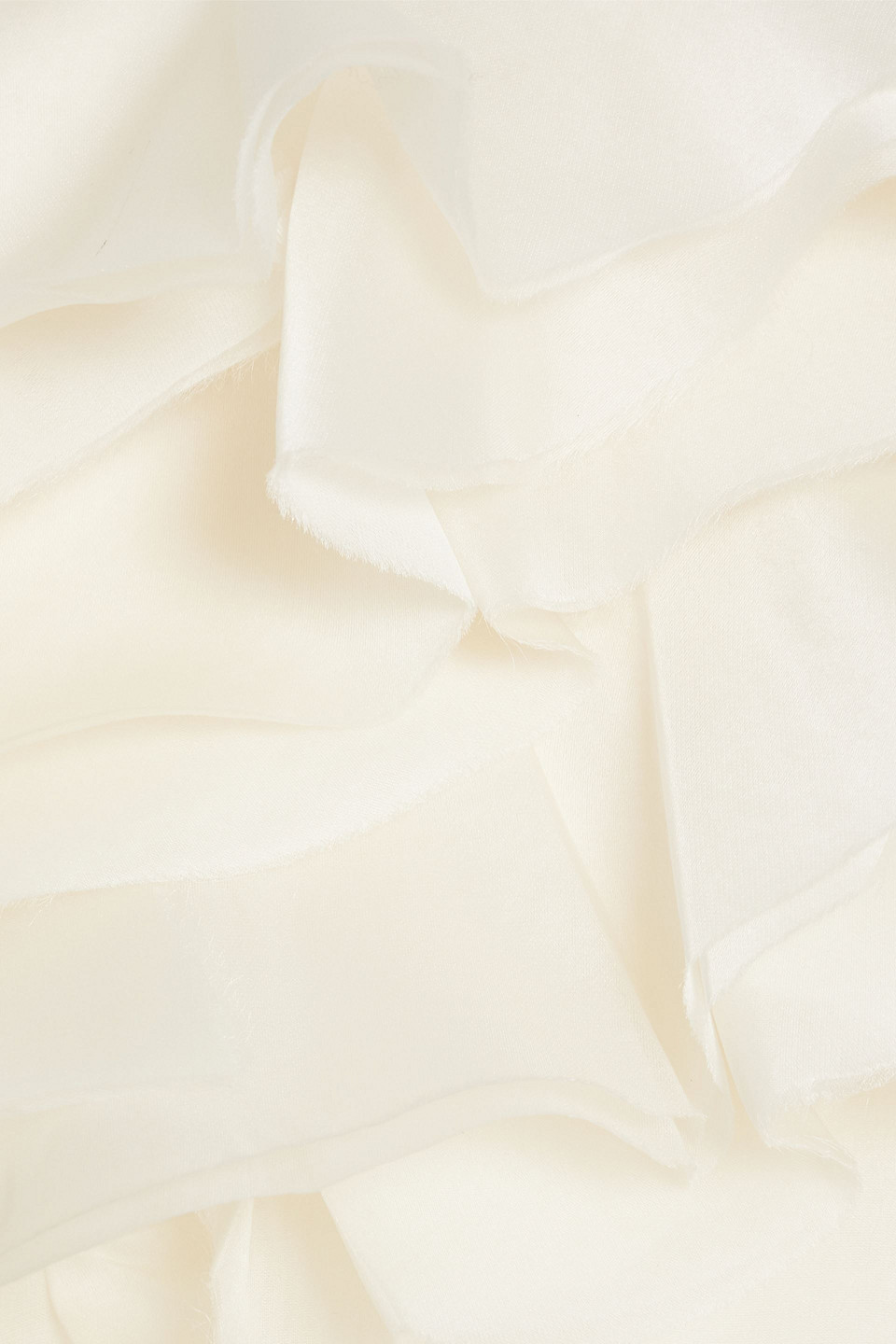 Simkhai Kirsten Cropped Ruffled Silk-organza And Satin-twill Bustier Top In Ivory