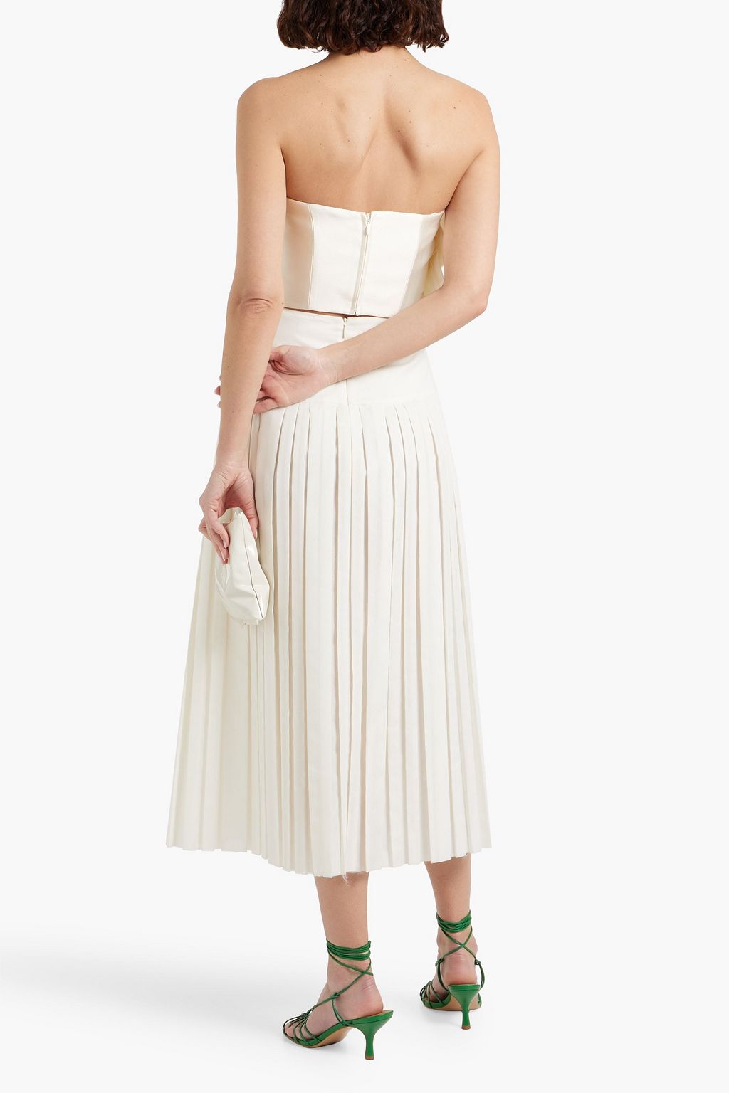 SIMKHAI Kirsten cropped ruffled silk-organza and satin-twill bustier top