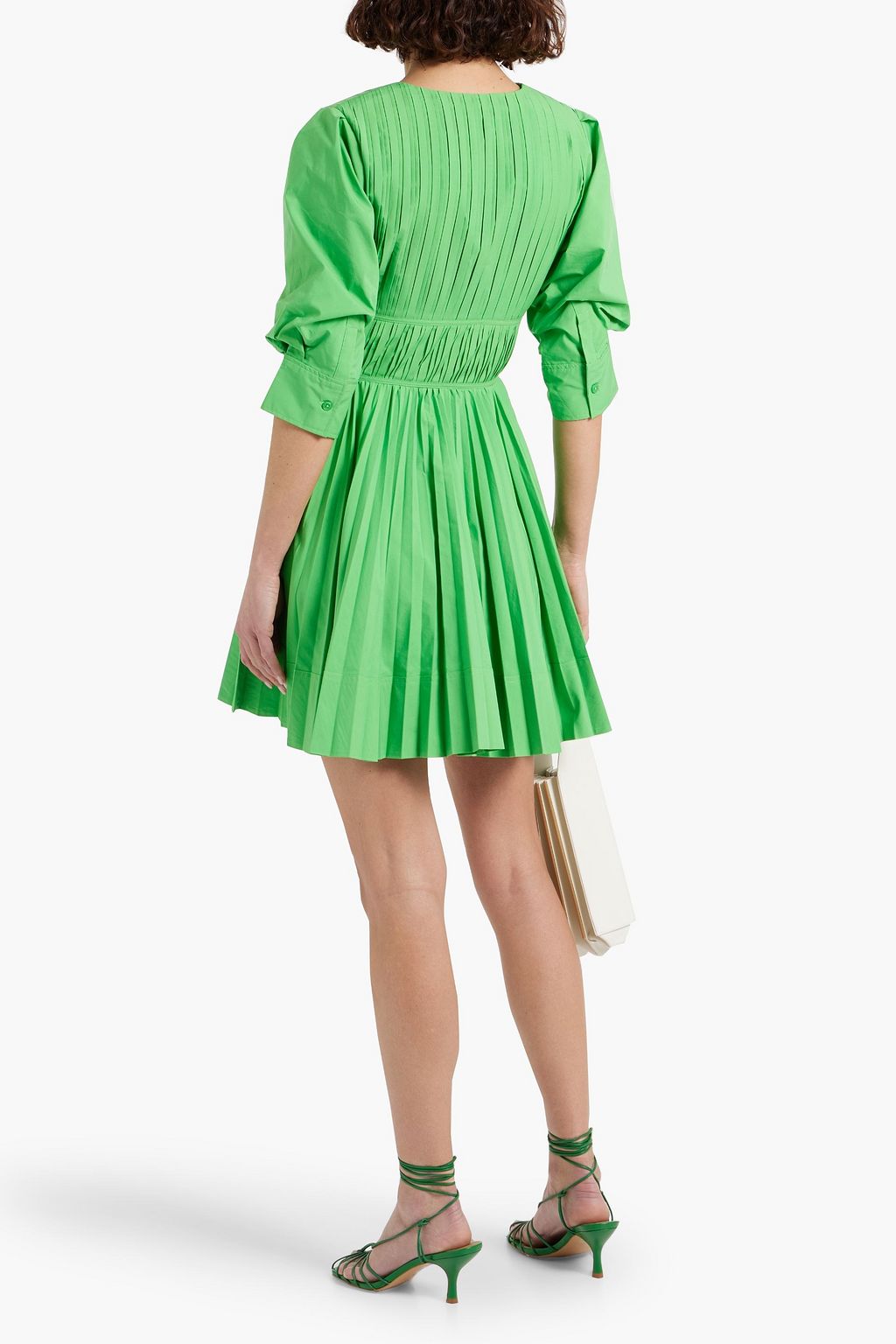 SIMKHAI Steph pleated cotton-blend poplin mini dress
