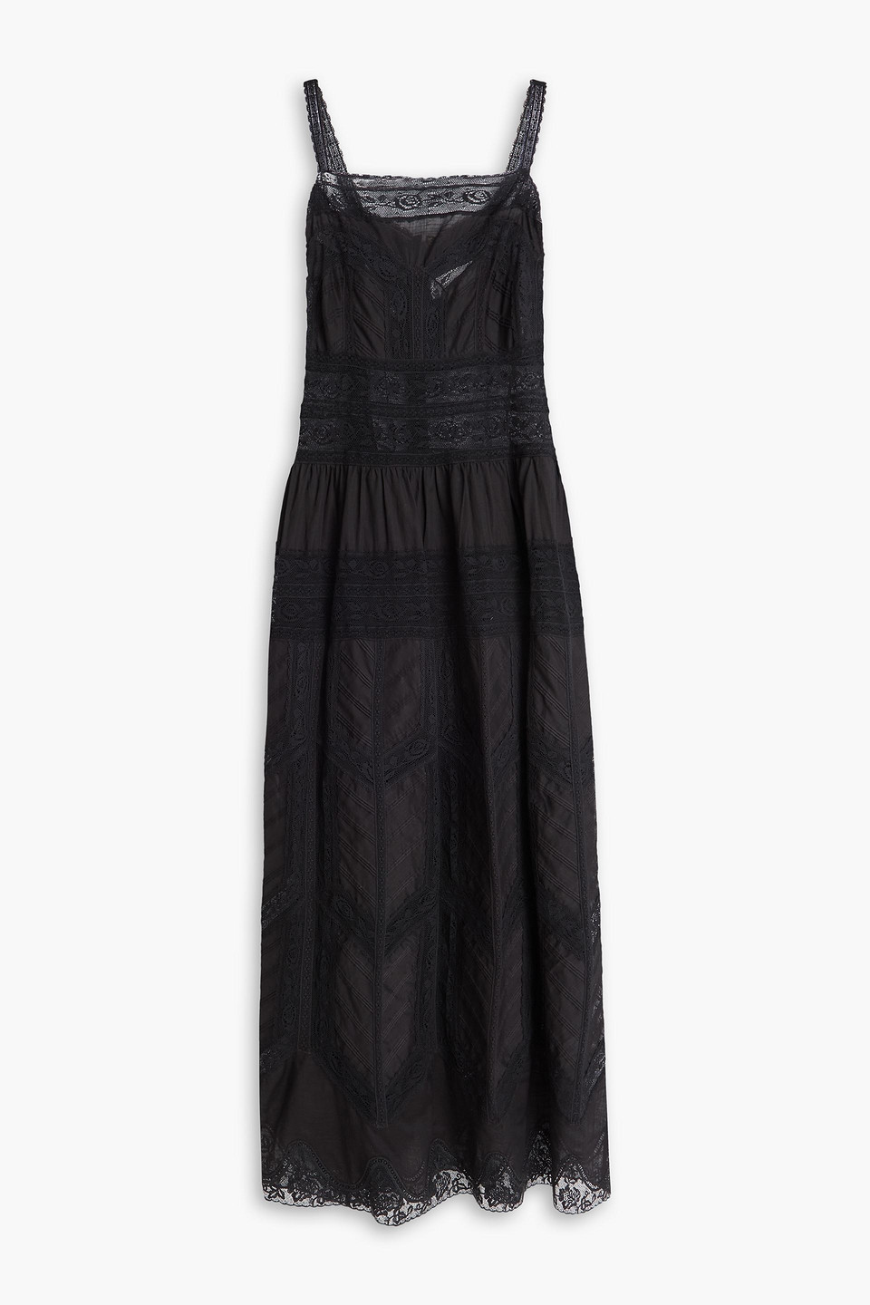 Zimmermann Lace-paneled Cotton Midi Dress In Black