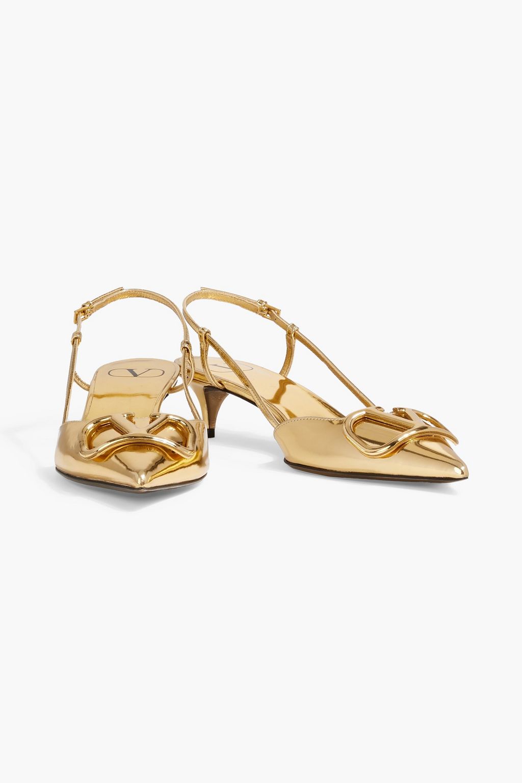 VALENTINO GARAVANI VLOGO mirrored-leather slingback pumps