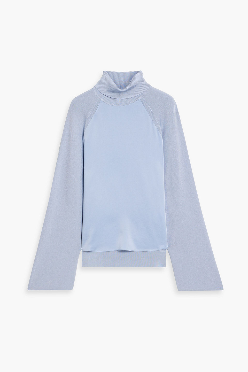 Mateo satin-paneled knitted turtleneck sweater