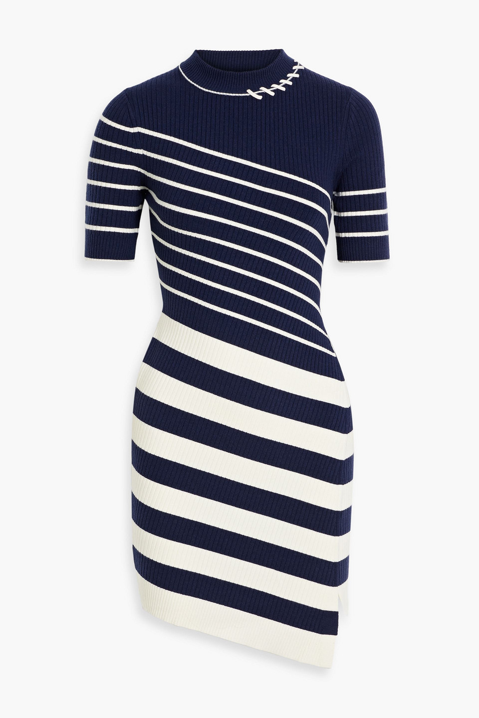Simkhai Noah Striped Ribbed Wool-blend Mini Dress In Midnight Stripe