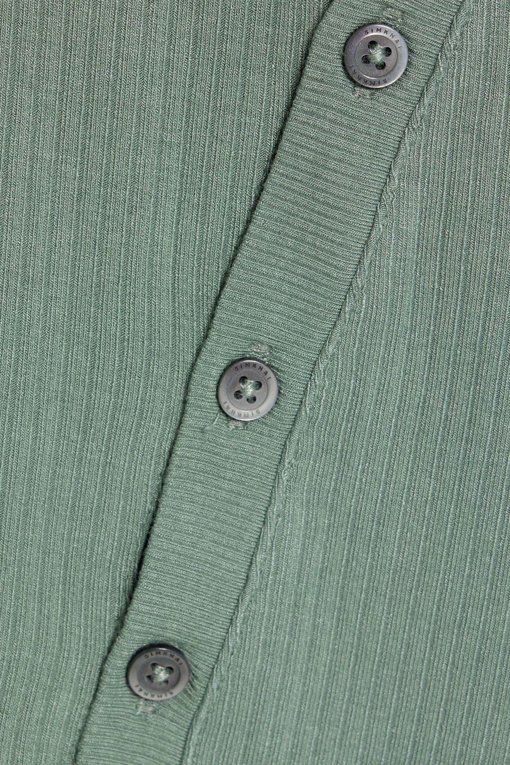 SIMKHAI Toma button-detailed ribbed jersey midi dress
