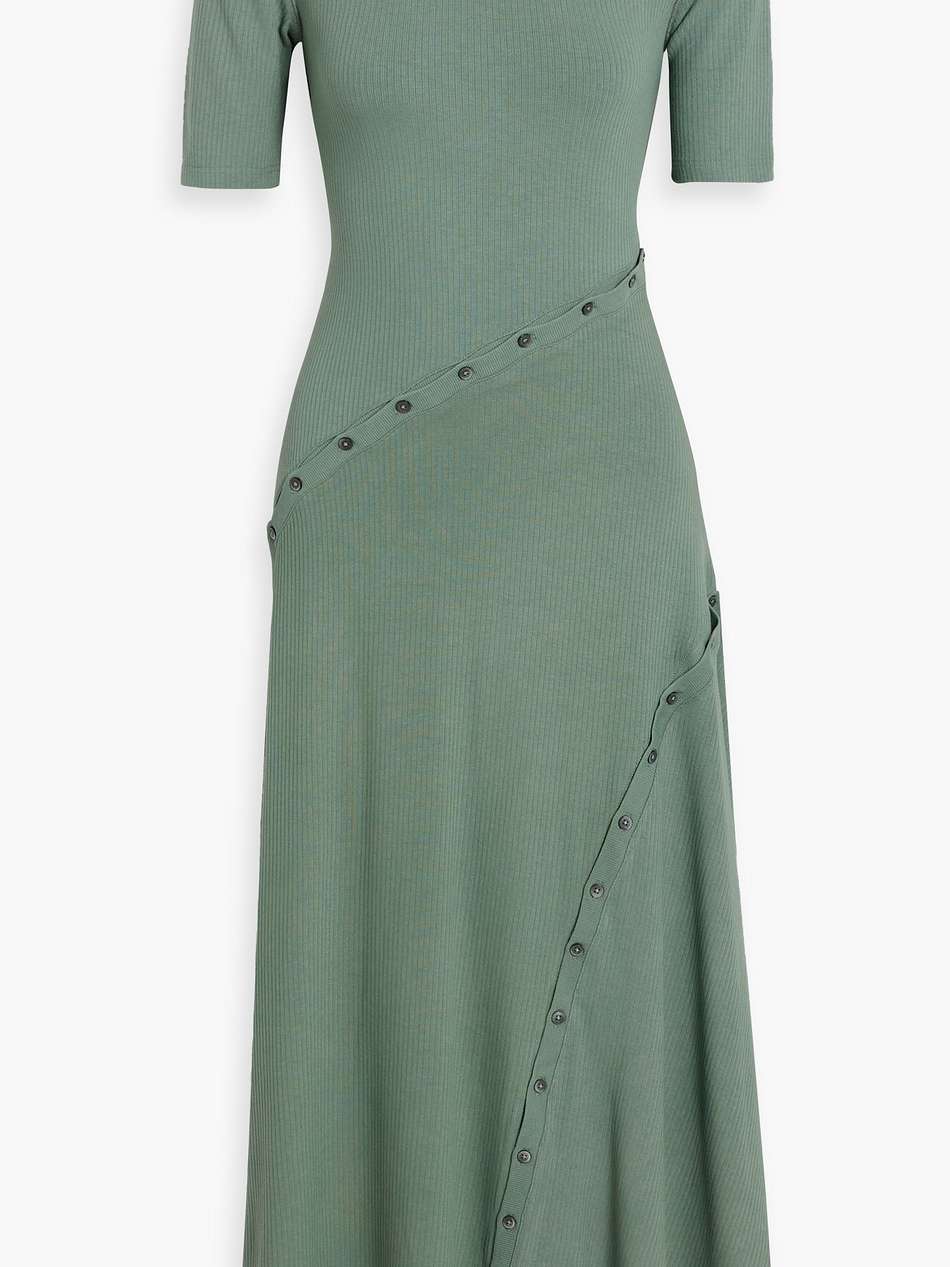 toma button-detailed ribbed jersey midi dress