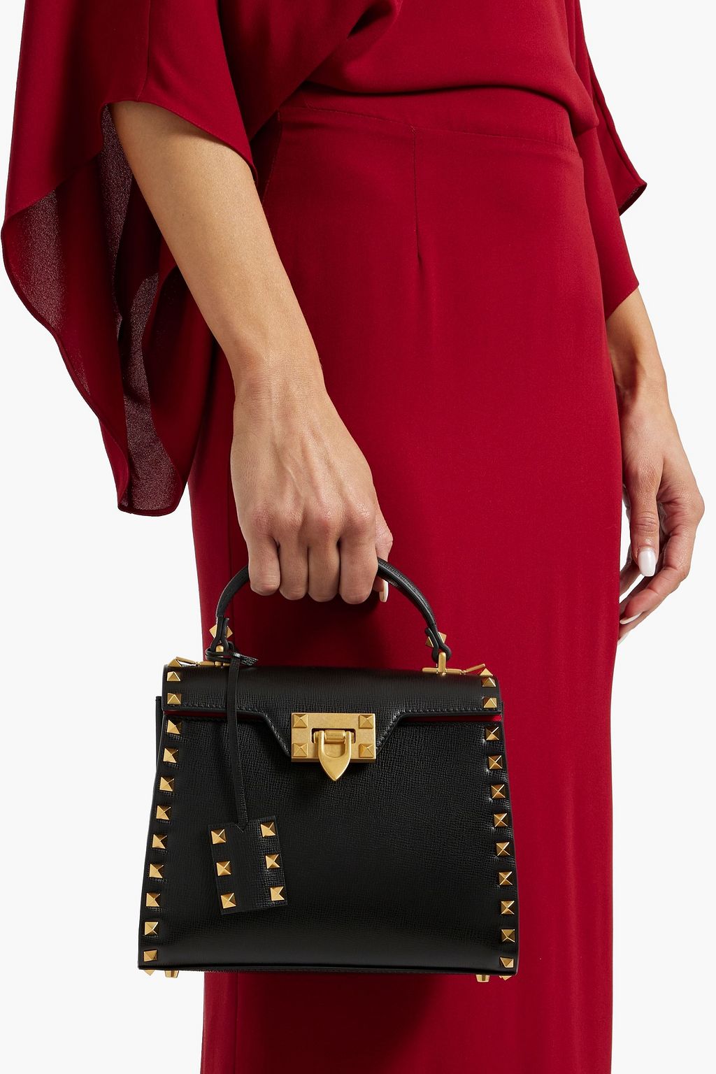 VALENTINO GARAVANI Rockstud textured-leather tote