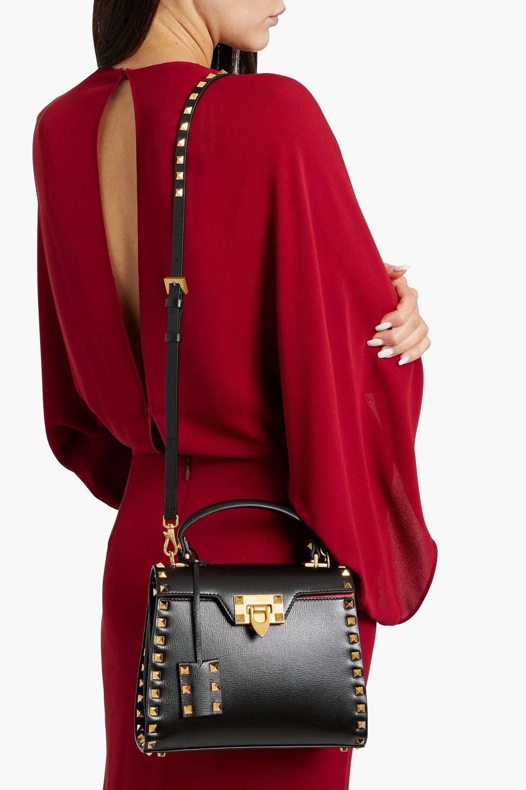 VALENTINO GARAVANI Rockstud textured-leather tote