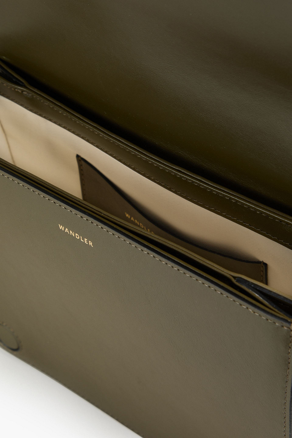 Wandler Oscar Leather Shoulder Bag In Army Green