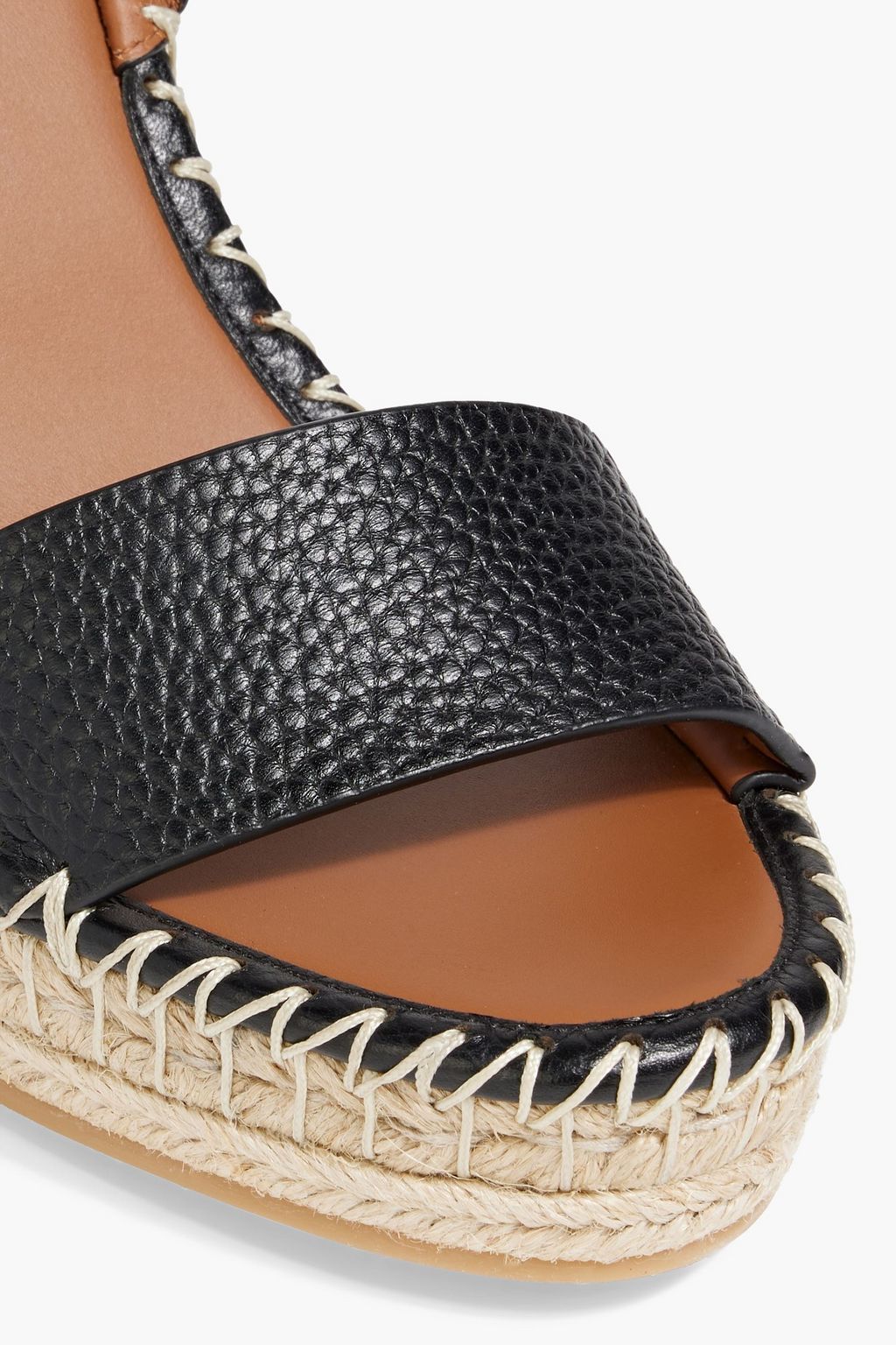 VALENTINO GARAVANI Rockstud pebbled-leather espadrille wedge sandals