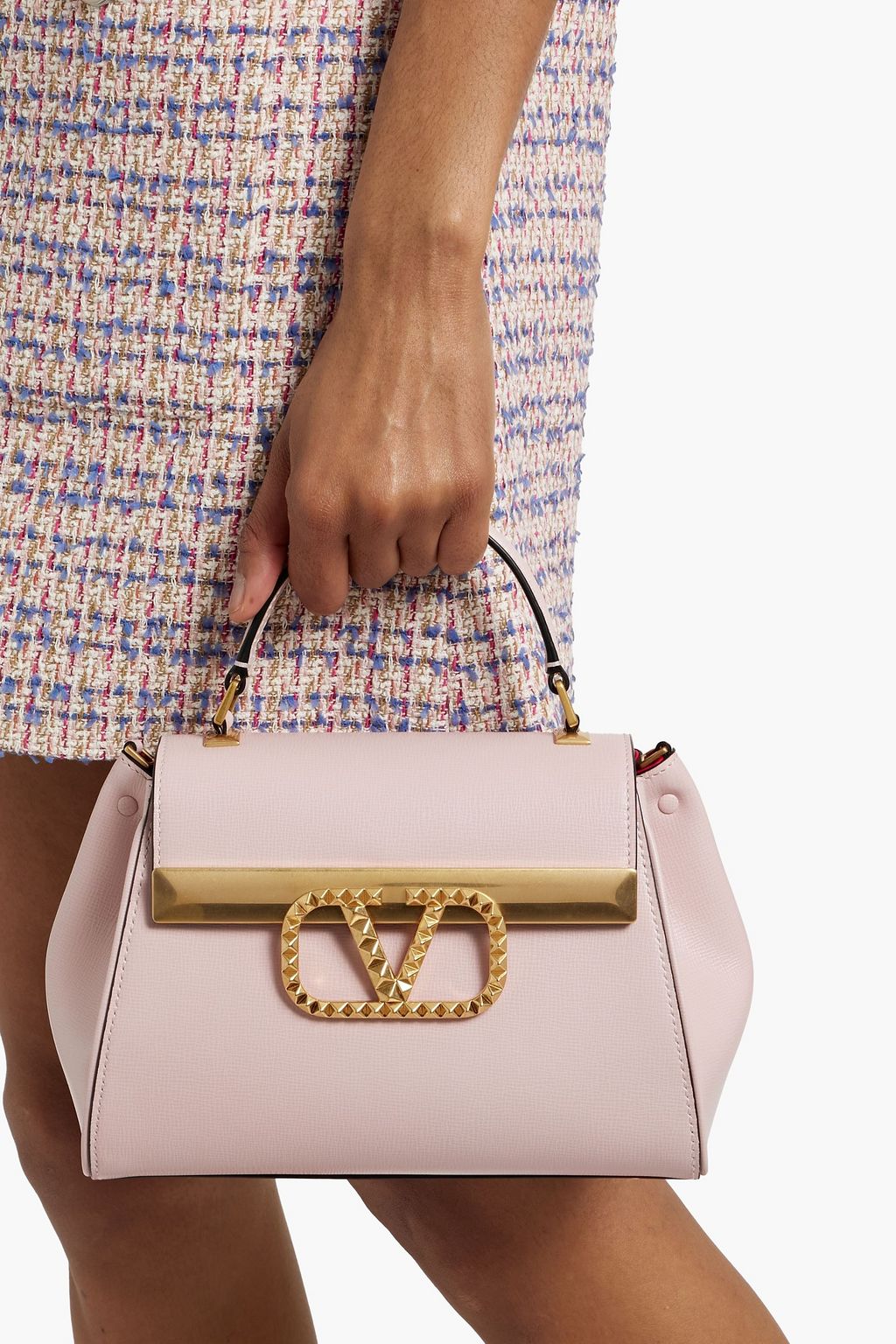 VALENTINO GARAVANI Rockstud Alcove textured-leather tote