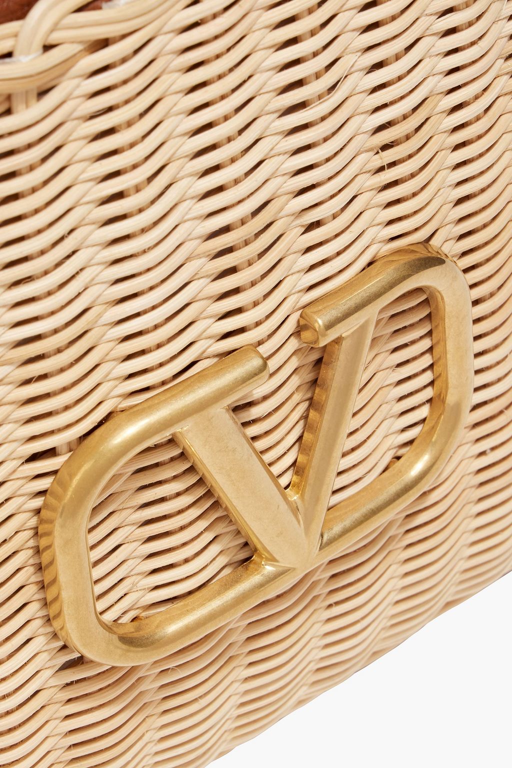 VALENTINO GARAVANI VLOGO pebbled-leather and rattan tote