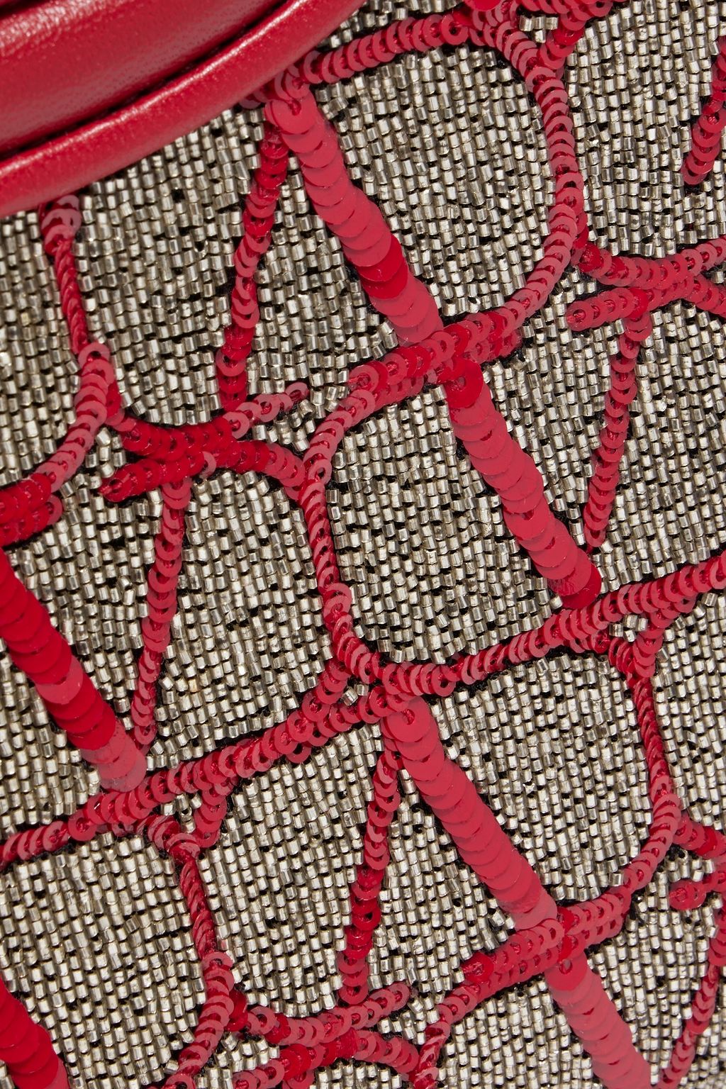 VALENTINO GARAVANI Embellished leather and silk-chiffon tote