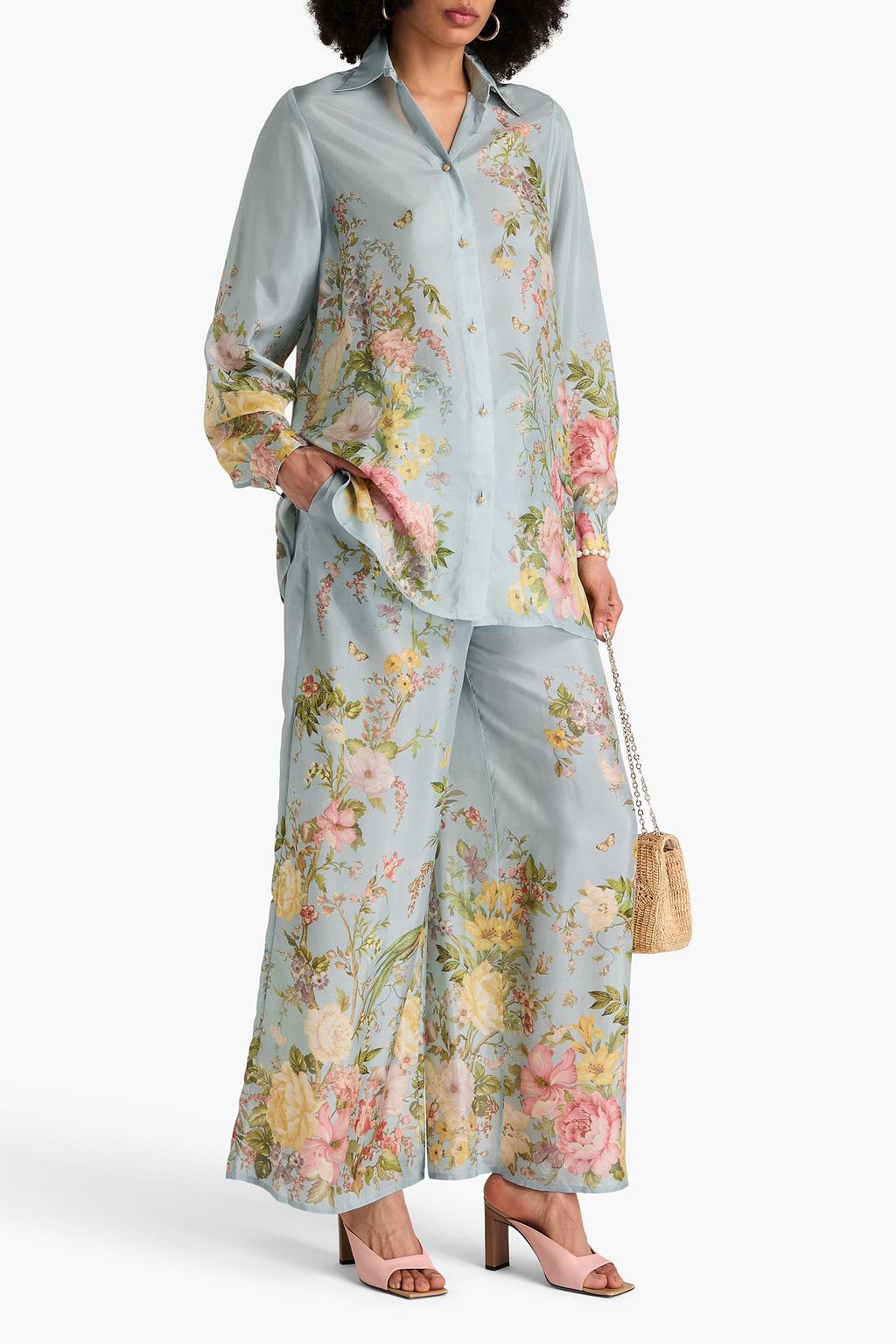 ZIMMERMANN Hemd aus Habotai-Seide mit floralem Print