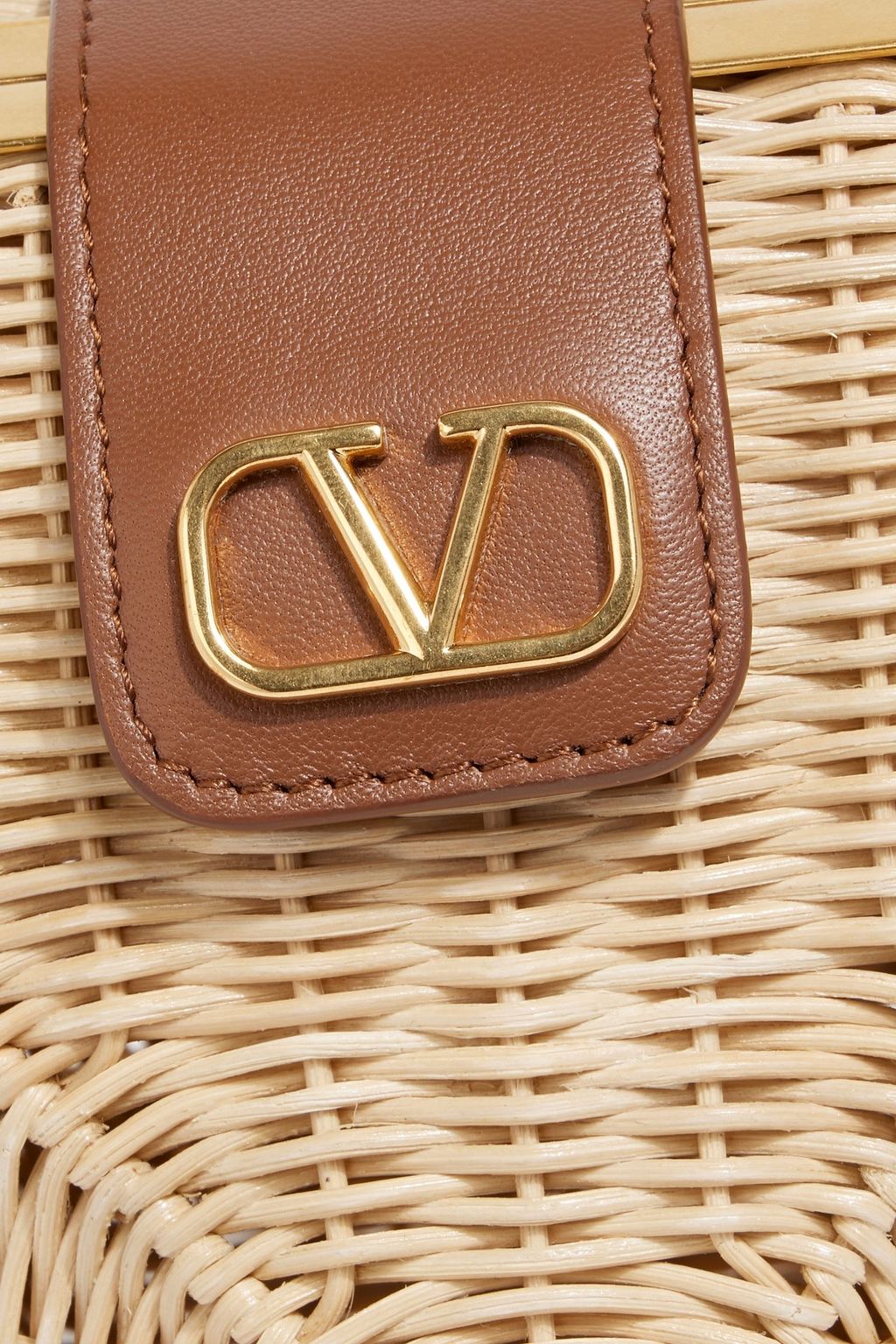 VALENTINO GARAVANI Carry Secrets leather-trimmed rattan tote
