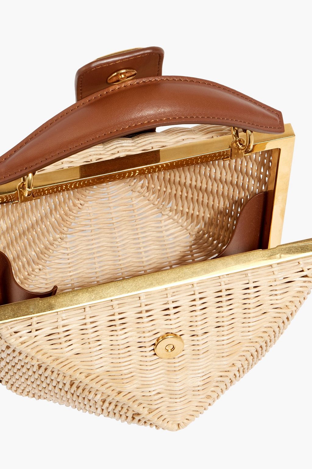 VALENTINO GARAVANI Carry Secrets leather-trimmed rattan tote