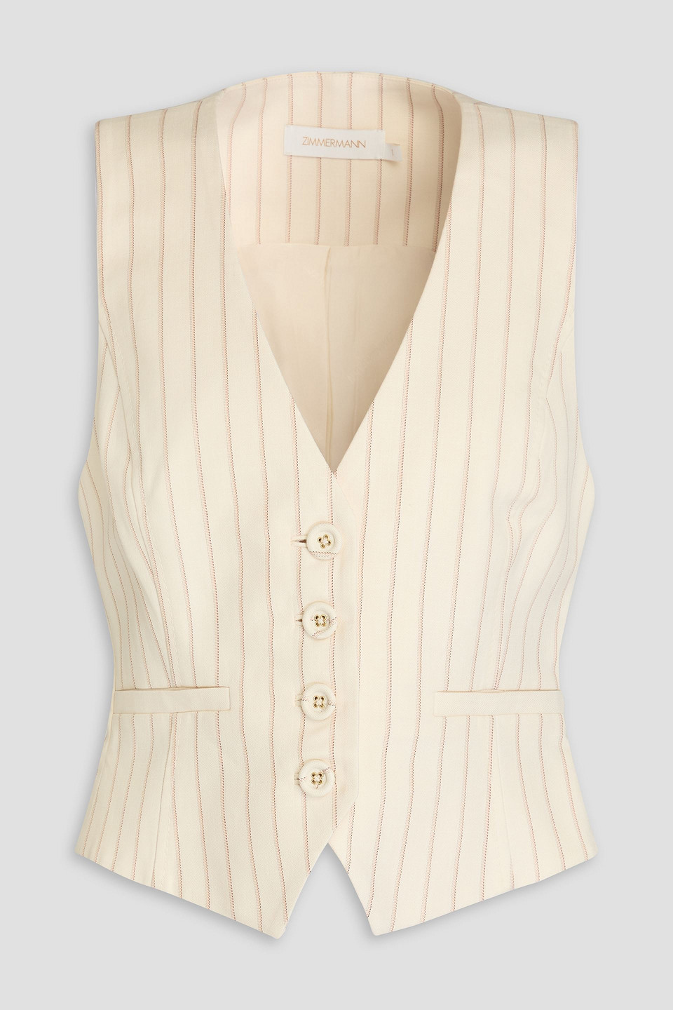 Zimmermann Pinstriped Twill Vest In Cream