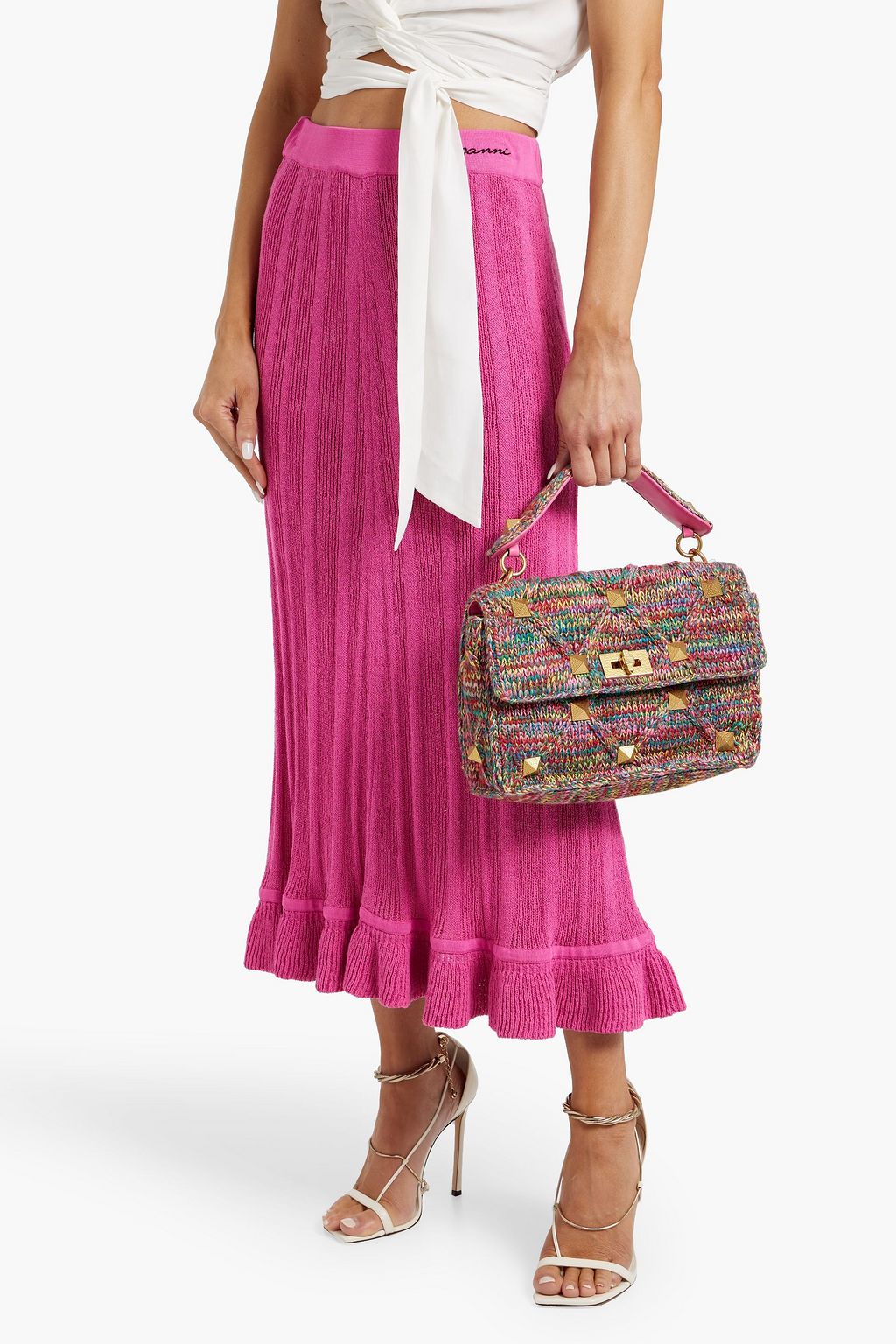 VALENTINO GARAVANI Roman Stud quilted crochet shoulder bag
