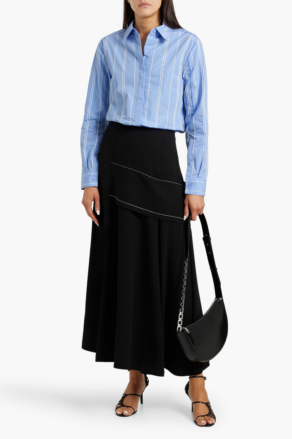 3.1 Phillip Lim Striped Cotton-blend Poplin Shirt In Light Blue