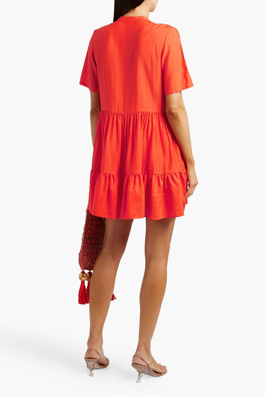 SIMKHAI Livie tiered crepe de chine mini dress