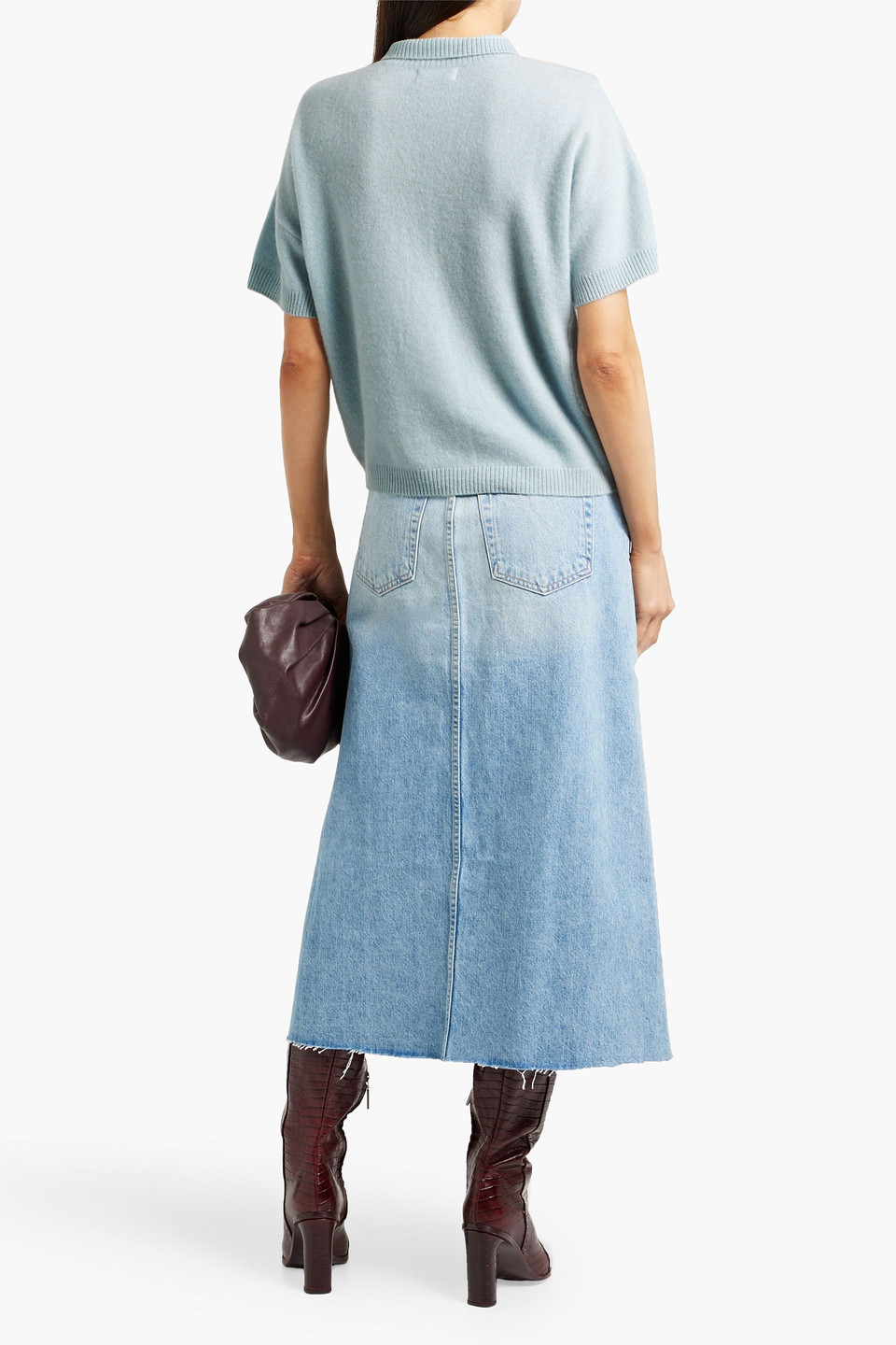 Naadam Cashmere Polo Sweater In Sky Blue