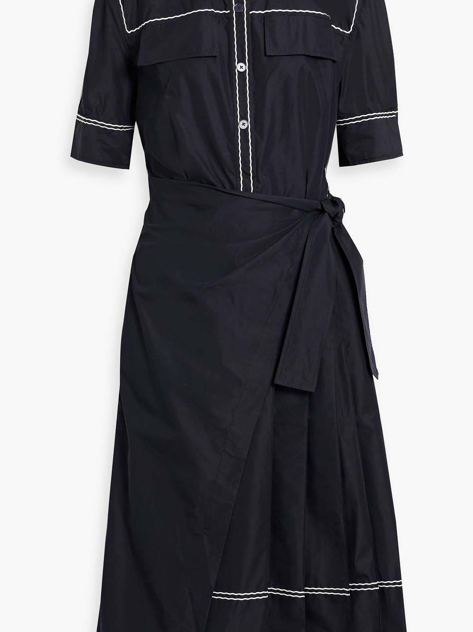 layered embroidered cotton-blend poplin midi shirt dress
