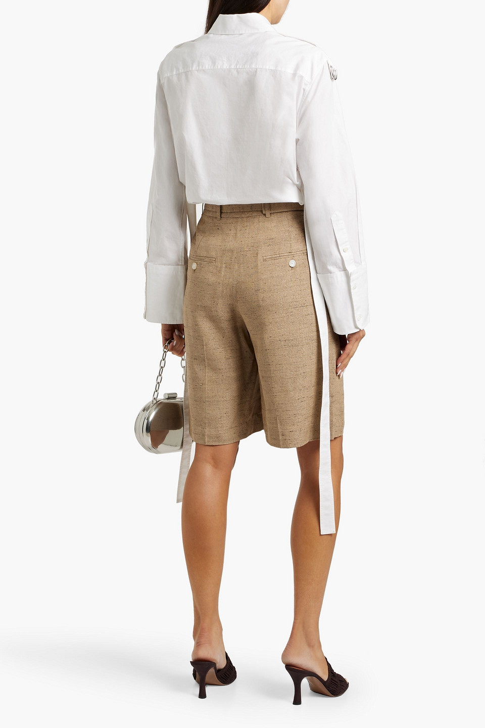 3.1 Phillip Lim Belted Tweed Shorts In Mushroom