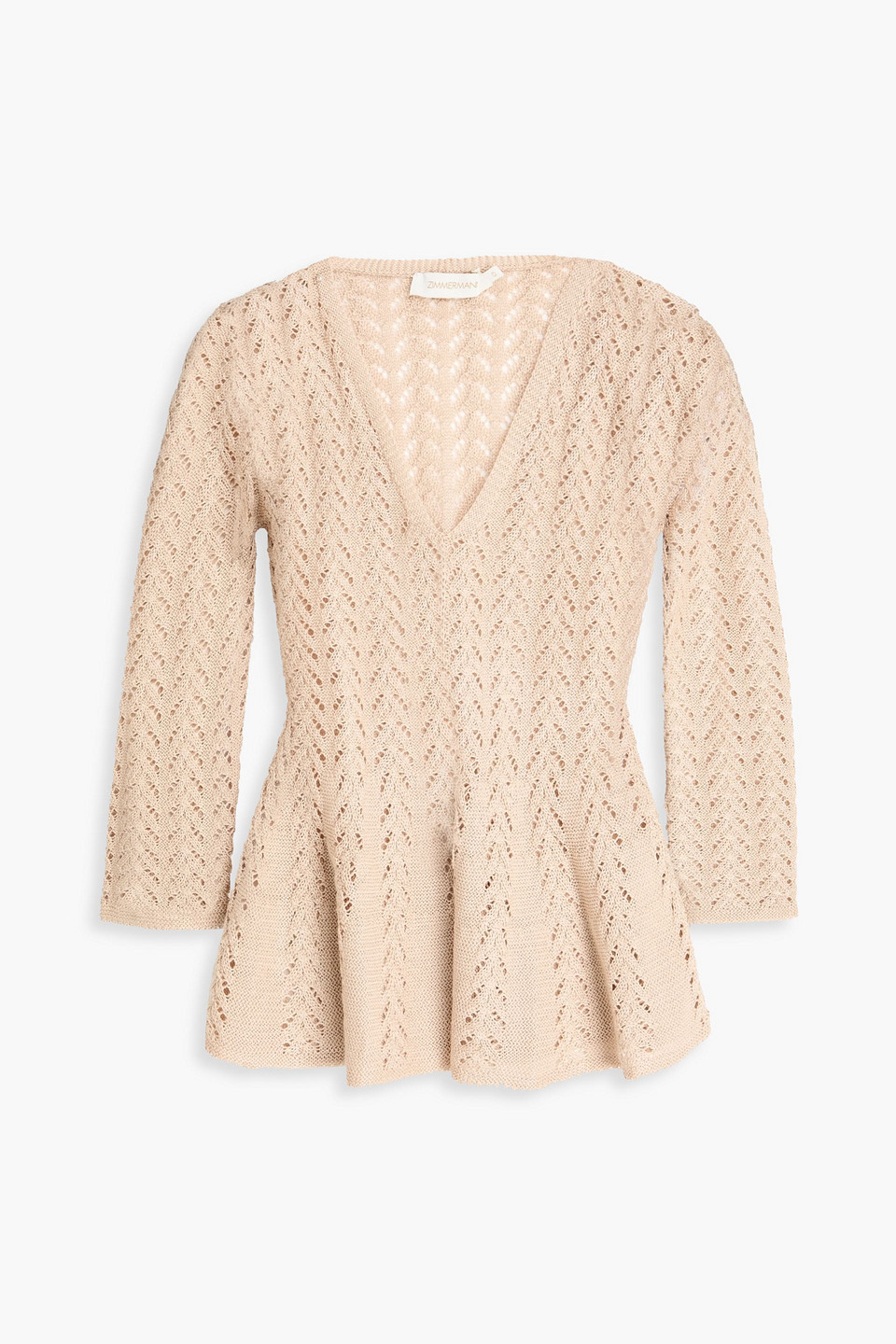 Zimmermann Metallic Crochet-knit Top In Neutral