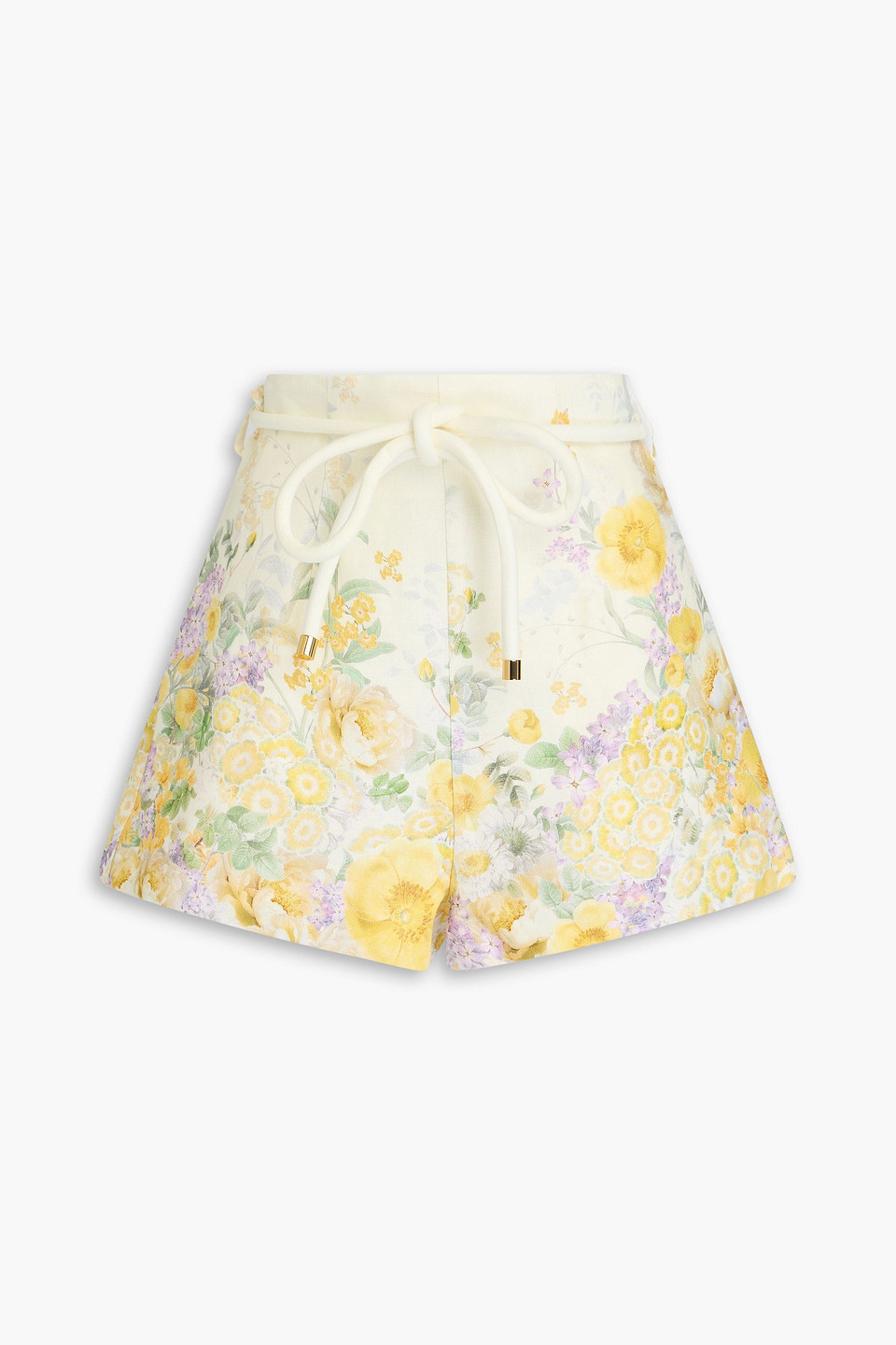 Zimmermann Floral-print Linen Shorts In Light Green