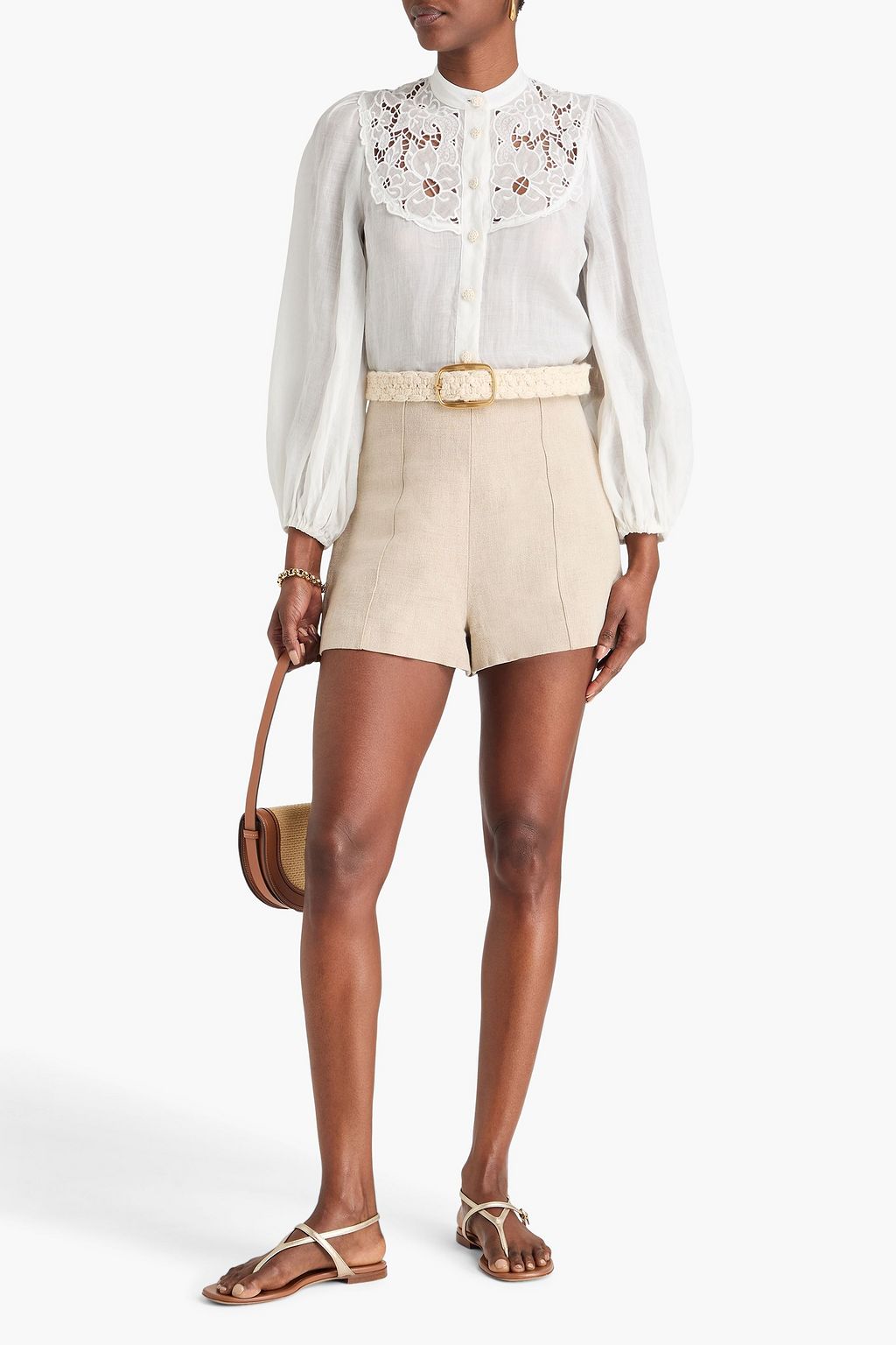 ZIMMERMANN Embroidered ramie-gauze blouse