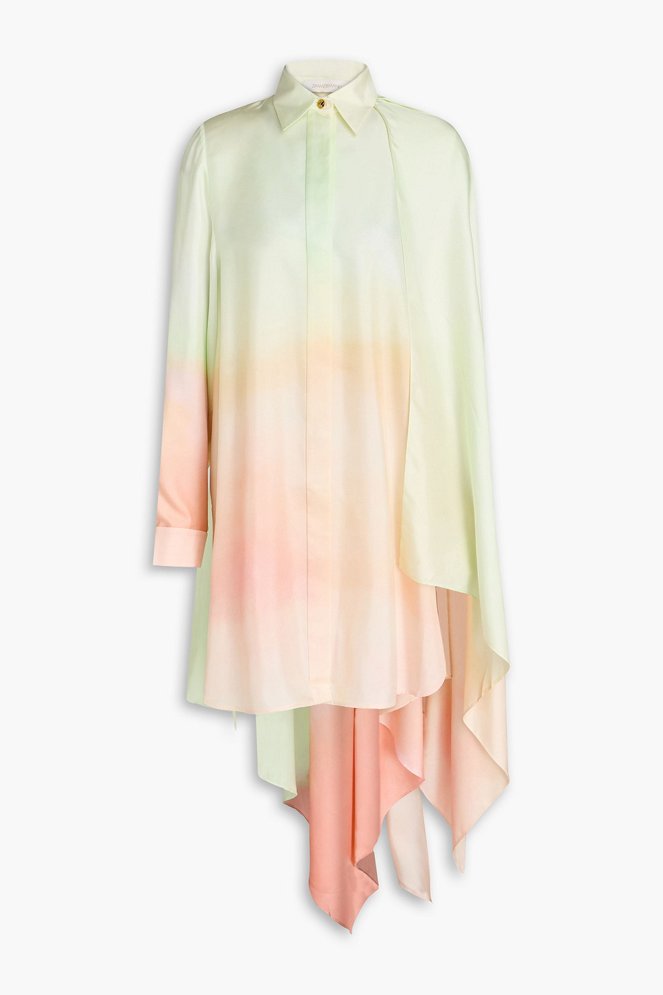 Zimmermann Natura Draped Silk Satin-twill Mini Shirt Dress In Multi