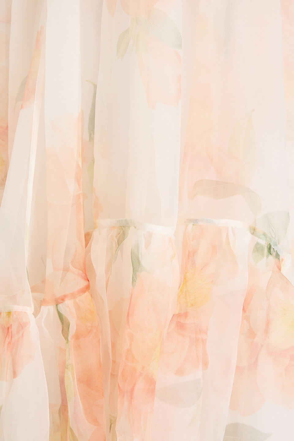 Zimmermann Cold-shoulder Ruffled Floral-print Silk-organza Maxi Dress In Ivory