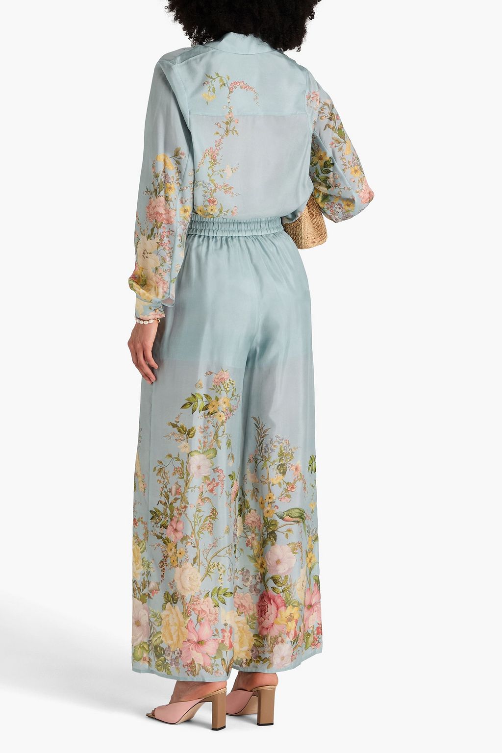 ZIMMERMANN Floral-print silk-habotai wide-leg pants