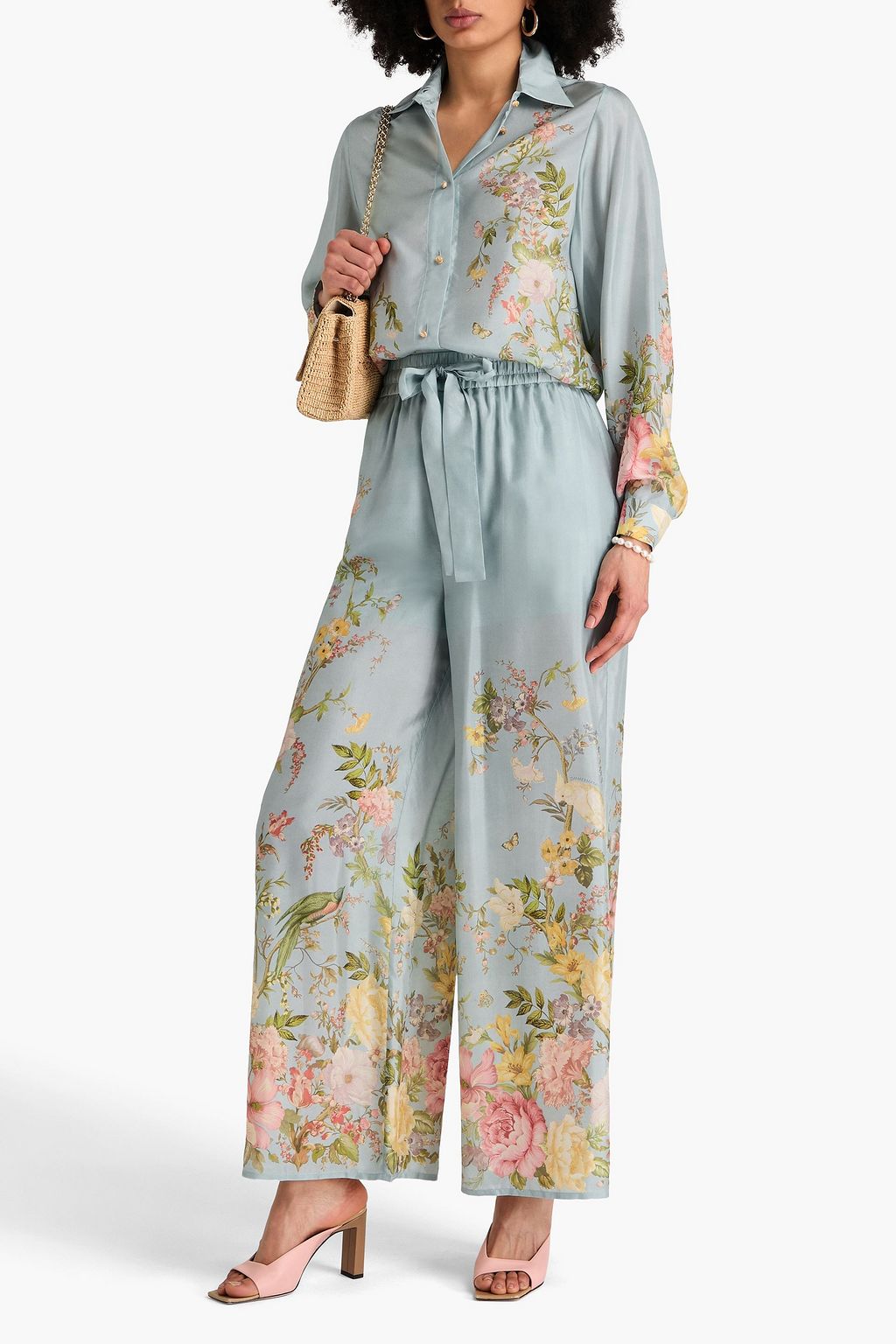 ZIMMERMANN Floral-print silk-habotai wide-leg pants