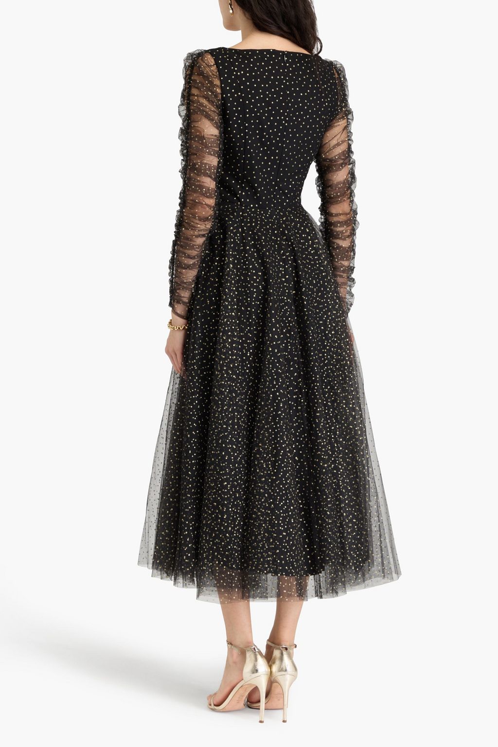 ZIMMERMANN Ruched glittered tulle midi dress