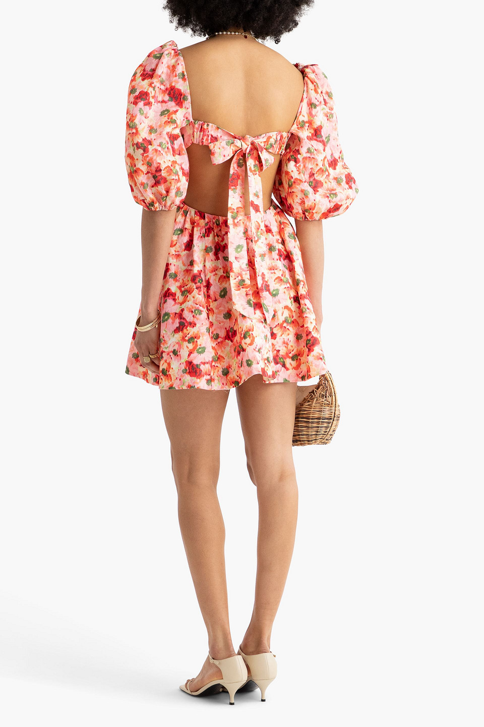 Zimmermann Short Linen Lightburst Dress For Women In Pink