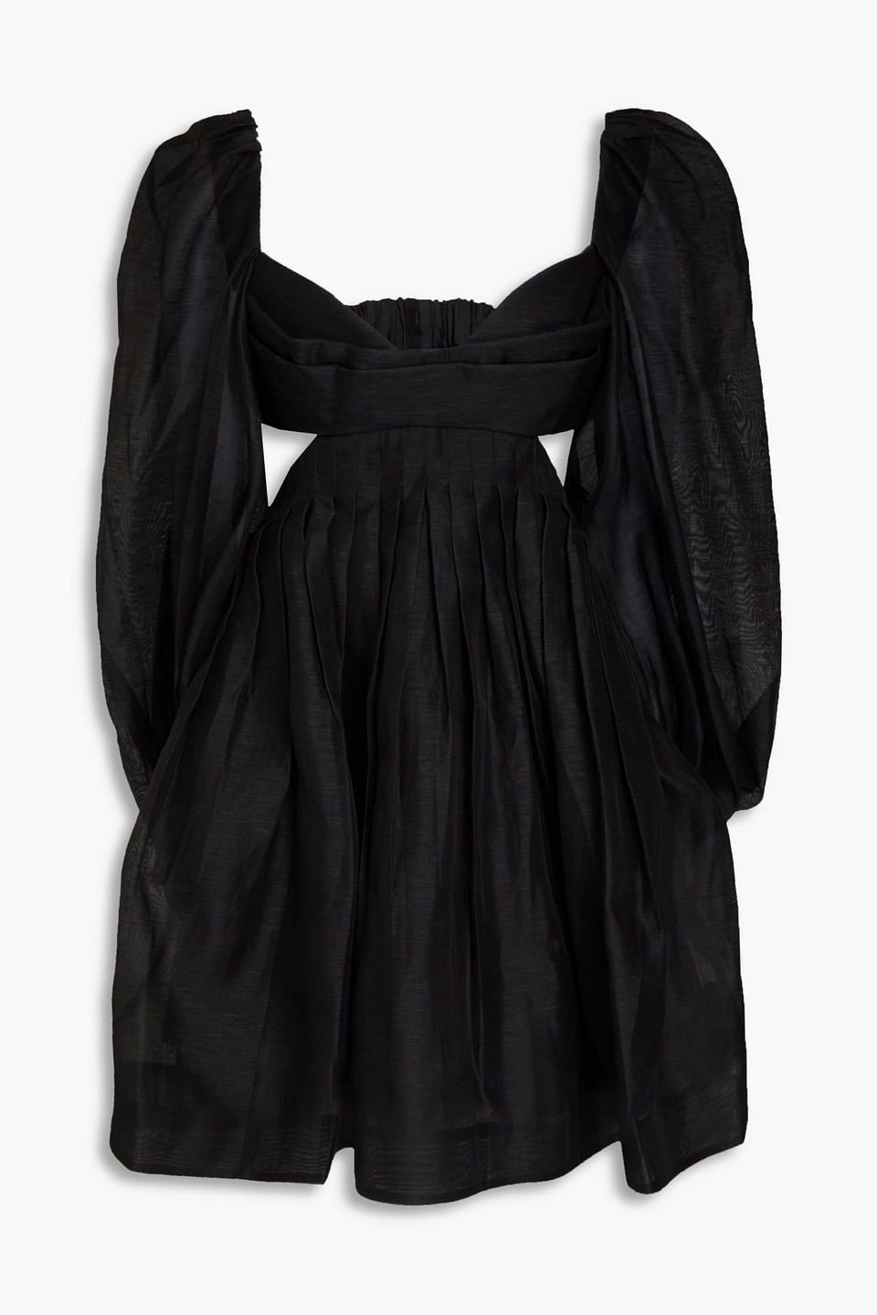 Zimmermann Harmony Cutout Linen And Silk-blend Mini Dress In Black